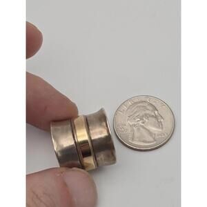 Vintage Israel Sterling Silver 925 10k Gold Modernist Ring 7